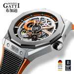 GATTI Men's Luxury Mechanical Watch - Waterproof, Leather and Rubber Straps, Automatic Sports Wristwatch