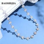 BAOSHIJIA Solid 18K White Gold Natural Heart Shape Diamond Necklace women's Beautiful Luxurious Exquiste Art Deco