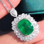 18k white gold Natural emerald 5.96ct diamonds 2.2ct