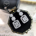 Aazuo 18K Pure Solid White Gold Real Diamonds 1.0ct Luxury Square Stud Earrings Gift For Women Engagement Party Au750