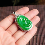 18K gold inlaid ice waxy with green spicy green ruyi pendant full of emerald pendant all the best