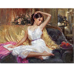 Skilled Artist Handmade High Quality Impression Beautiful Girl Oil Painting on Canvas Handmade Beauty Sexy Lady Oil Painting