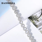 BAOSHIJIA Solid 18k White Gold Luxury Eternity Diamonds 3.5carat Bracelet Valentine's Day Exquiste Art Deco 15cm Length