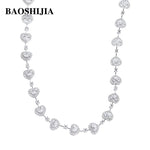 BAOSHIJIA Solid 18K White Gold Natural Heart Shape Diamond Necklace women's Beautiful Luxurious Exquiste Art Deco