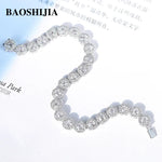 BAOSHIJIA Solid 18k White Gold Luxury Eternity Diamonds 3.5carat Bracelet Valentine's Day Exquiste Art Deco 15cm Length