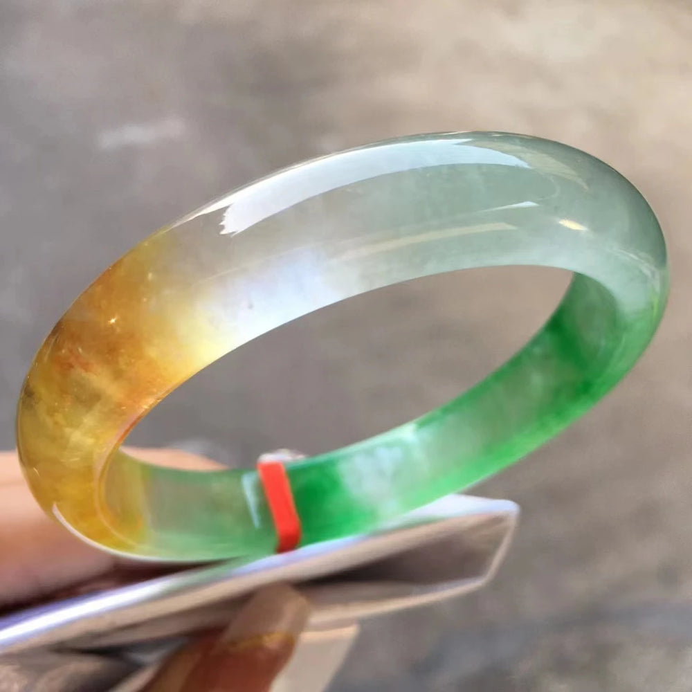 Top Rare 3 colors Real Myanmar emerald  Ice-through Elegant Charming Bangle Bracelet Jade Fine Jewelry Lucky Accessories Gift