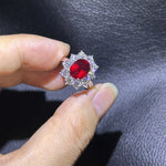 Meisidian 18K White Pure Gold G VS 100% Real Diamond 3 Carat Natural Original Mozambique Ruby Women Fashion Ring