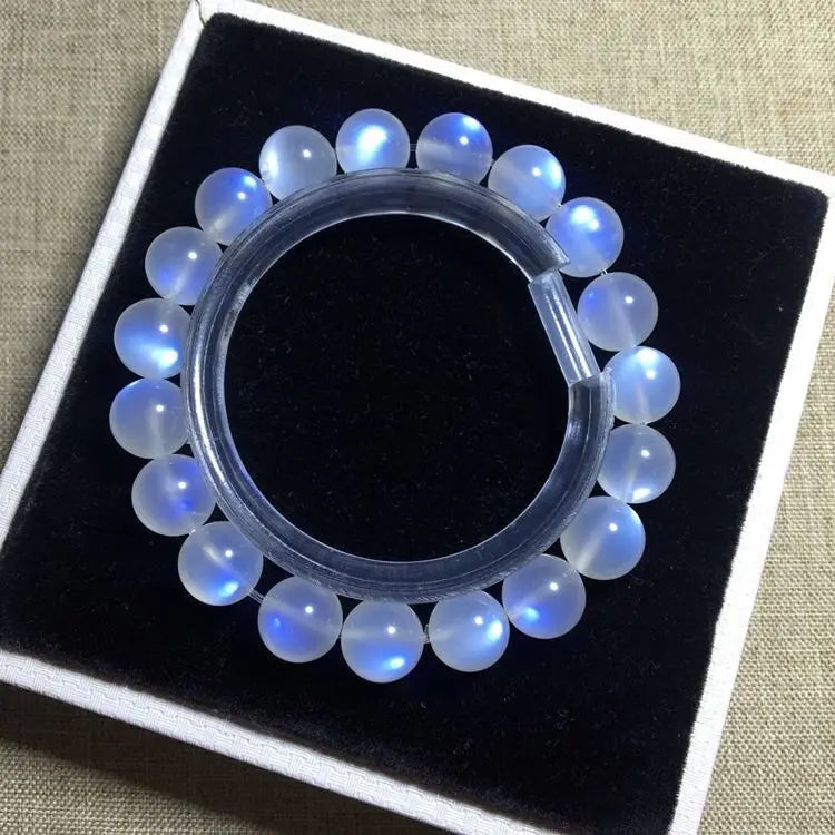 8A Sri Lanka Natural Ice Blue Moonlight Bracelet Blue Moonstone Bracelet Strong Blue Light Cream Women HandString Luxury Jewelry