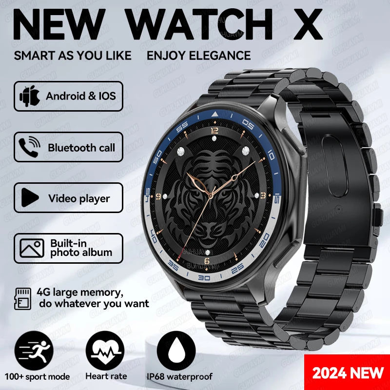 2024 New For HUAWEI IOS Watch X High-End Business Smart Watch 4G Large Memory Album Smartwatch Men Sapphire Screen Video Player