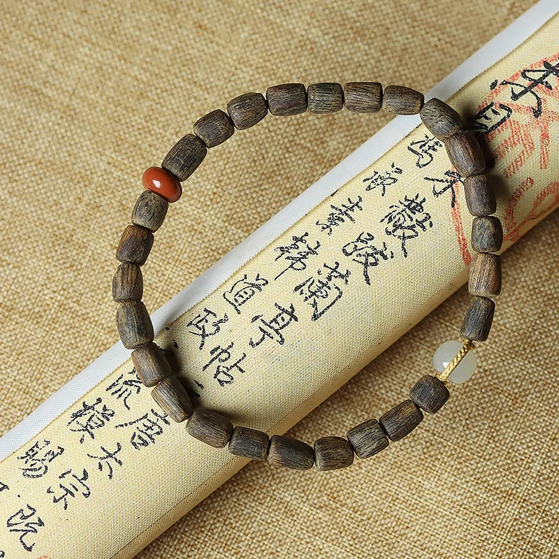 Vietnam Nha Zhuang Channan Agarwood Bracelet Old Materials Full Submerged with Shape Wooden Bracelet Single Circle Men and Women