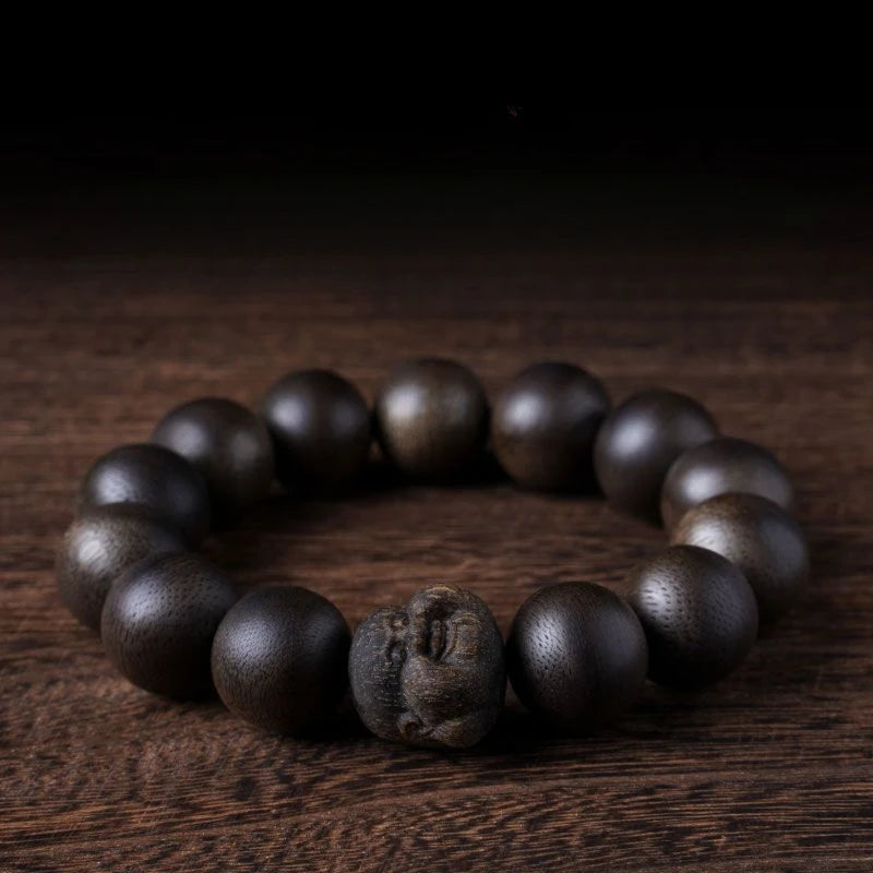 Natural Full Submerged Nha Zhuang Kyara White Agarwood Maitreya Beads High-End Collectables-Autograph Bracelet Men