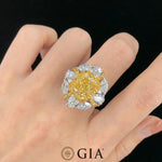 GIA 5.04ct Fancy Light Yellow Diamonds Solid 18K Gold Female's Diamond Wedding Engagement Rings for Women