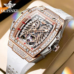 OUPINKE New Luxury Women's Watches Diamond Dial Silicon Tape Automatic Mechanical Watch Japanese Movement Original Female Watch