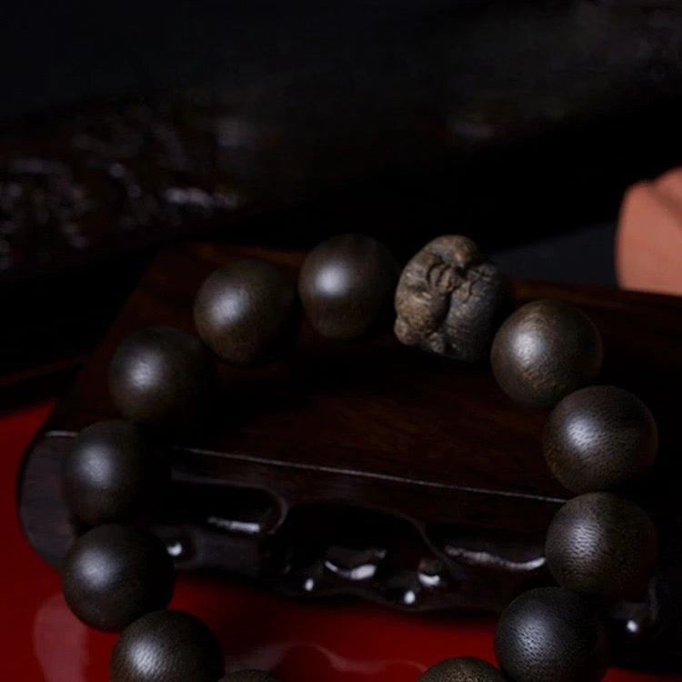 Natural Full Submerged Nha Zhuang Kyara White Agarwood Maitreya Beads High-End Collectables-Autograph Bracelet Men