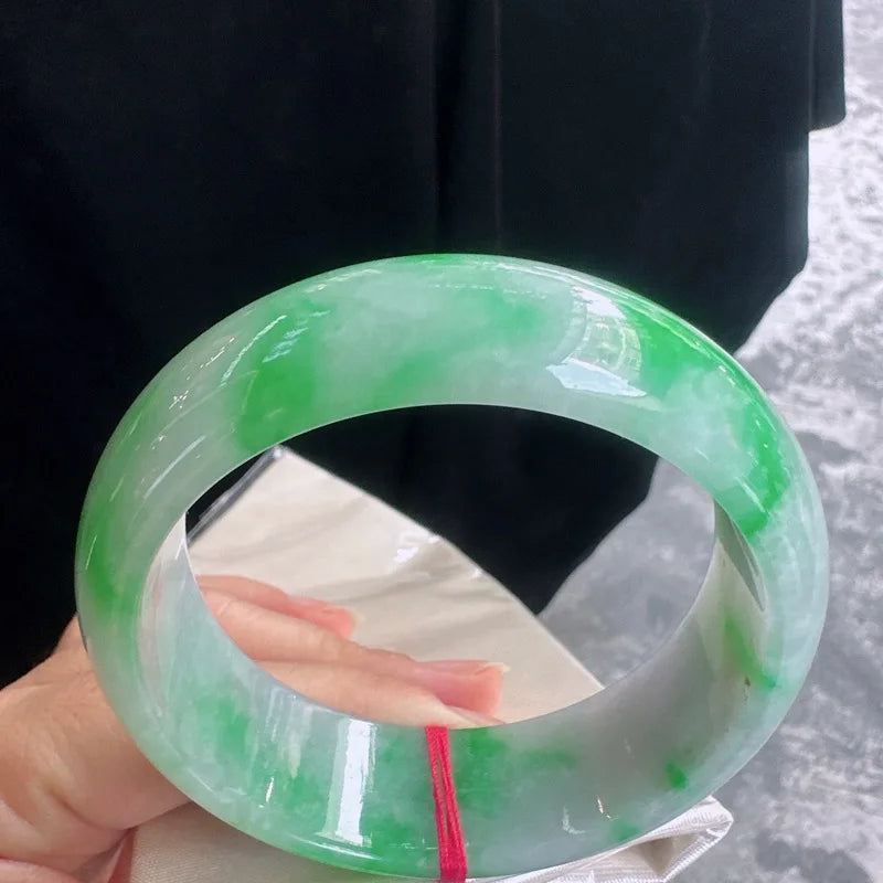 Wholesale Natural Myanmar Ice-like Floating Green Ring Bracelet Jade Unisex