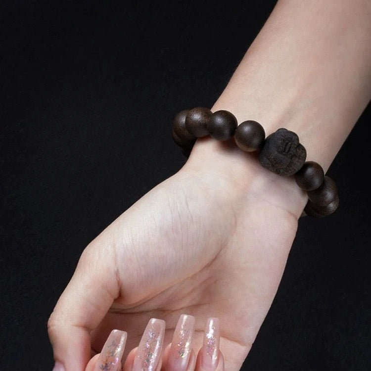 Natural Full Submerged Nha Zhuang Kyara White Agarwood Maitreya Beads High-End Collectables-Autograph Bracelet Men