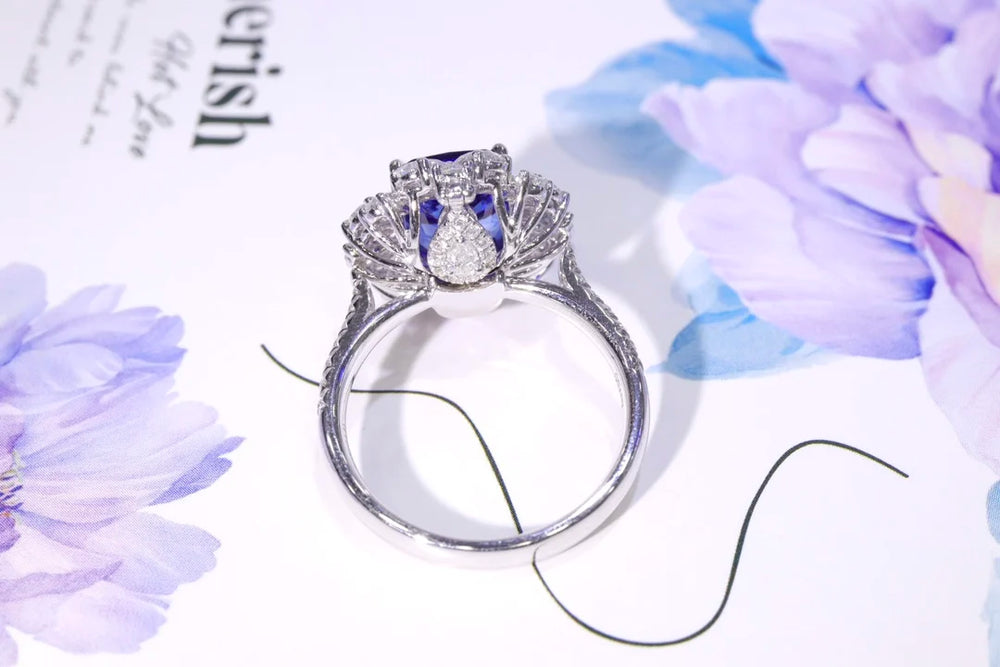 SFL2023 Sapphire Ring Real Pure 18K Sri Lanka Royal Blue Sapphire Gemstones 4.02ct Diamonds Stones Female Rings