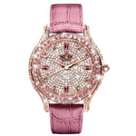 Fashion Rhinestone Genuine Leather Strap Pink Women's Quartz Movement Wrist Watch Pointer Style Atmospheric Trend