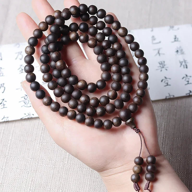 Submerged Brunei Black Kyara Agarwood Bracelet Chess Nan Wooden Bracelet 108 Buddhist Buddha Necklace Bracelet Prayer Beads