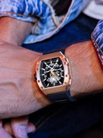 BONEST GATTI Carbon Fiber Men's Watch - Hollow Automatic Mechanical, Light Luxury Sports Watch with Coconut Tree Design