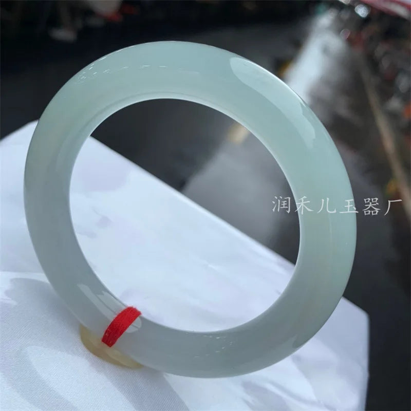 Thing One Picture Natural Myanmar A- Level Jade Glutinous Ice Clear Water Blue Background Bracelet Old Pit Material Jadeite