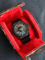 Large dial mechanical hollow colored diamond sapphire glass waterproof and fashionable neutral circular rubber watch