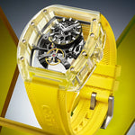 BONEST GATTI 2023 Men's Skeleton Watch - Fully Automatic, Luminous, Barrel Shaped Mechanical Watch