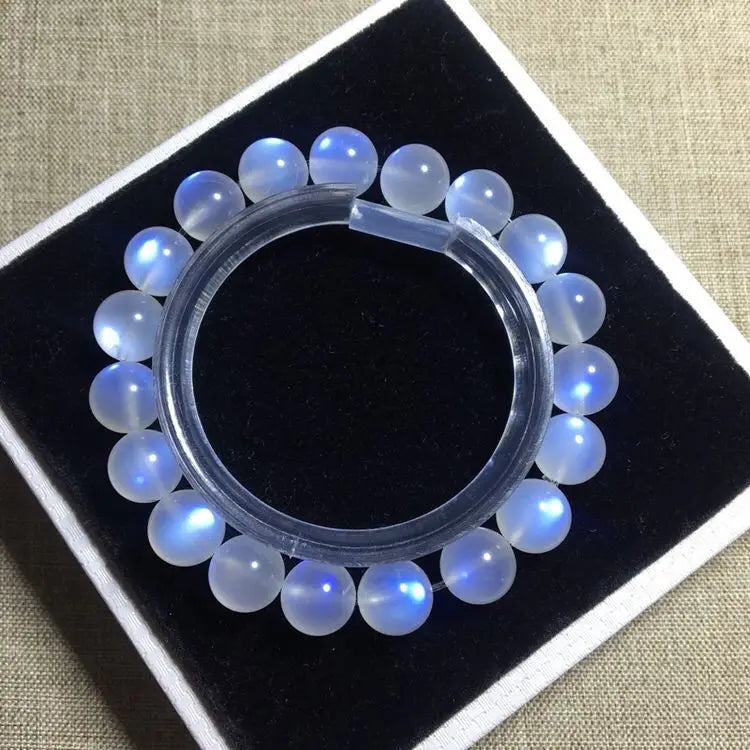 8A Sri Lanka Natural Ice Blue Moonlight Bracelet Blue Moonstone Bracelet Strong Blue Light Cream Women HandString Luxury Jewelry