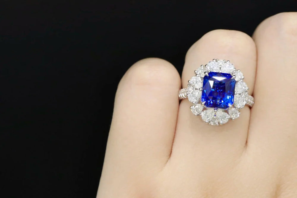 SFL2023 Sapphire Ring Real Pure 18K Sri Lanka Royal Blue Sapphire Gemstones 4.02ct Diamonds Stones Female Rings