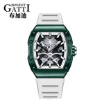 BONEST GATTI Carbon Fiber Men's Watch - Hollow Automatic Mechanical, Light Luxury Sports Watch with Coconut Tree Design