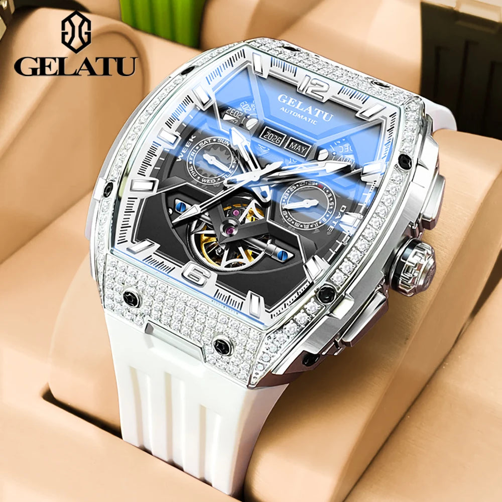 Reloj Hombre GELATU Luxury Top Brand Multifunction Tourbillon Men's Watch High Quality Automatic Mechanical Watch Sapphire