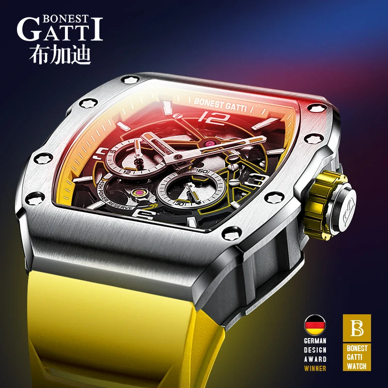 BONEST GATTI Men's Luxury Watch - High Quality Automatic Mechanical, Waterproof Stainless Steel