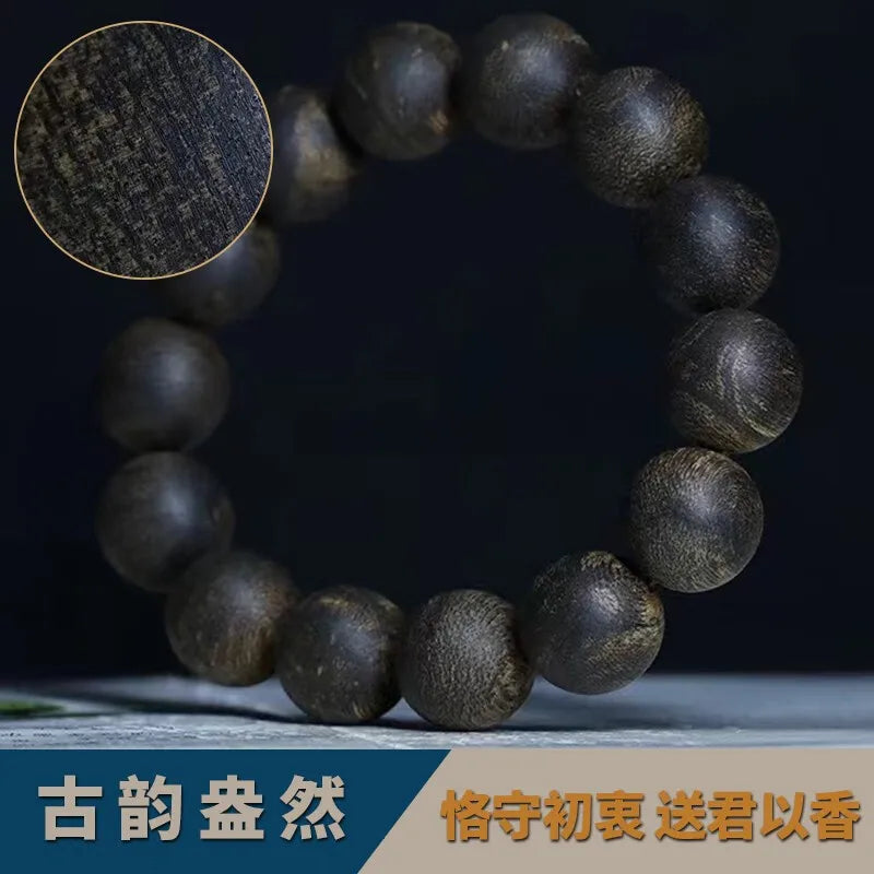 Submerged type Vietnam White Kyara agarwood bracelet 1.6 men and women rosary black oil old materials hobby articl