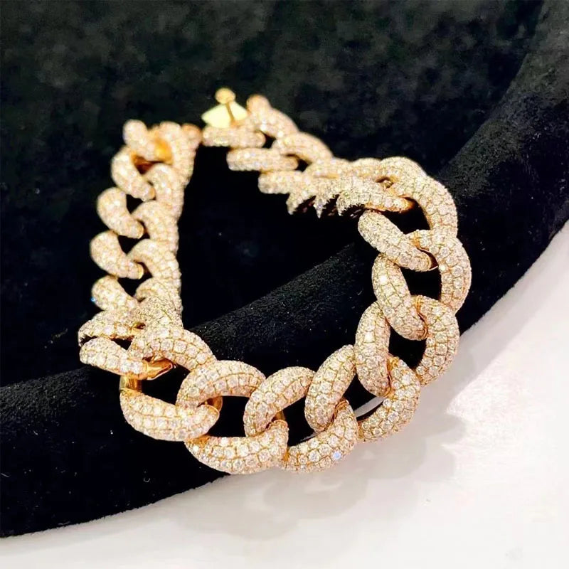 Three-dimensional three-row bracelet 18K gold diamond bracelet real gold real diamond ins light luxury high jewelry bracelet