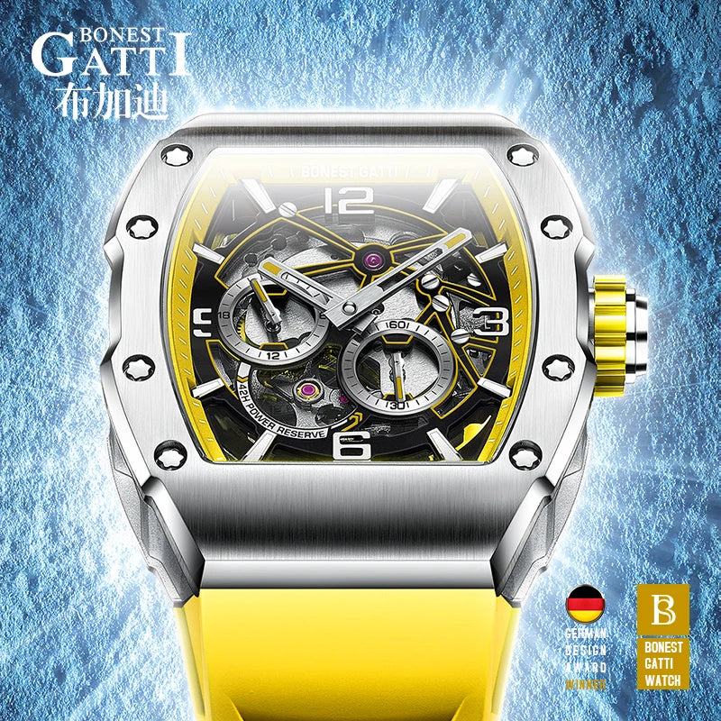 BONEST GATTI Men's Luxury Watch - High Quality Automatic Mechanical, Waterproof Stainless Steel