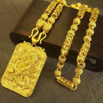 9999 24K real Gold Necklace Men Dragon Guan Gong Pendant 9999 Real Gold Necklace